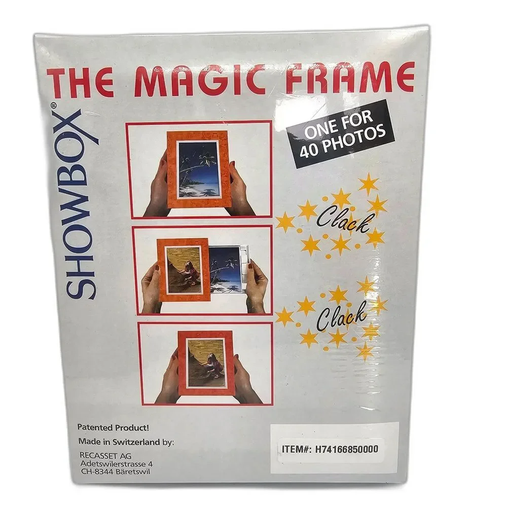 Vintage Showbox Magic Frame Gold Tone Rotating Photo Frame Holds 40 Photos